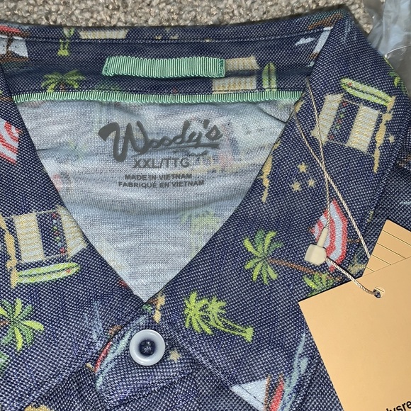 Men’s dress shirt woody’s palm trees 🌴, 🚤, house 🏠 new and never used. Xxl - Picture 3 of 4
